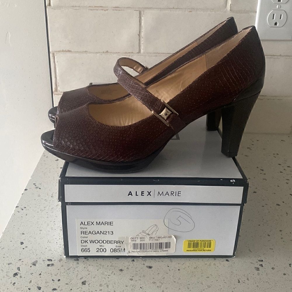 Alex Marie Reagan Women’s Woodberry Mary Jane Peep Toe Heels Pumps Size 8.5M